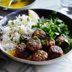 Beef Kofty (3) with Zeera Rice Plow