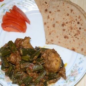 Bhindi Ghost with 2 Roti