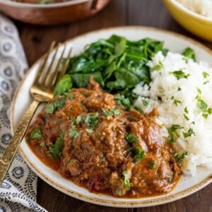 Bhona Gosht Gravy with Zeera Rice Plow