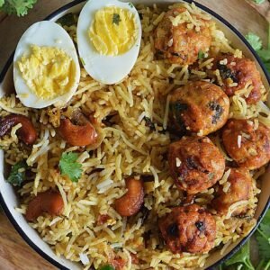 Chicken Kofty (3) with 1 egg , Zeera Rice Plow