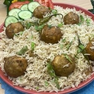 Chicken Kofty (3) with Zeera Rice Plow