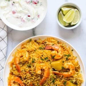 Shrimp Biryani with Raita