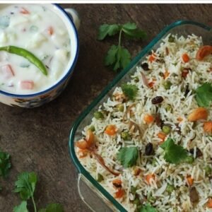 Vegetable Biryani with Raita